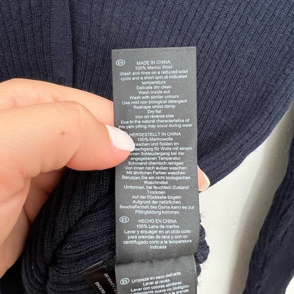 Hobbs London PEYTON MERINO WOOL SWEATER Medium Navy - Picture 7 of 7